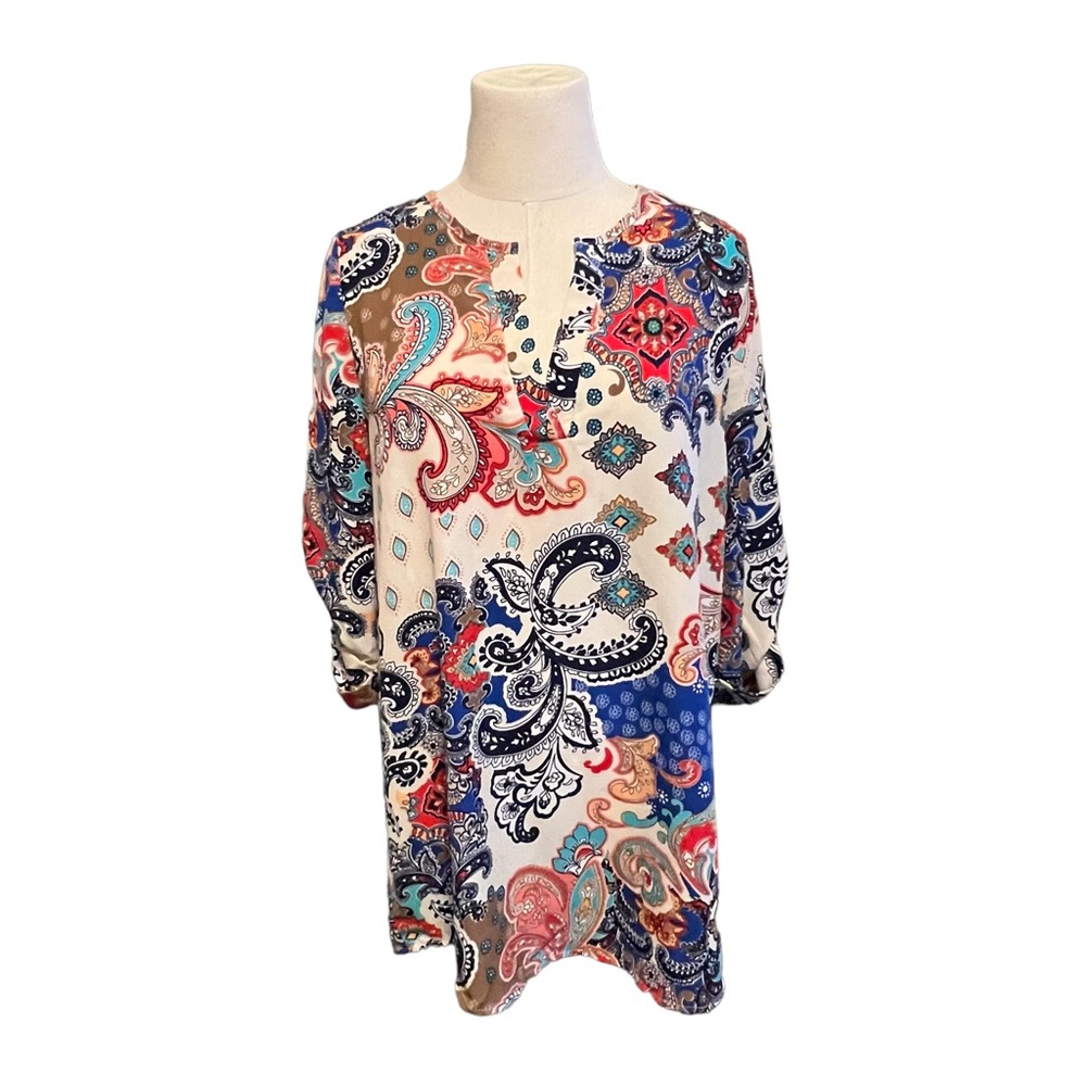 Peach Love California Paisley High Low Tunic Size Medium